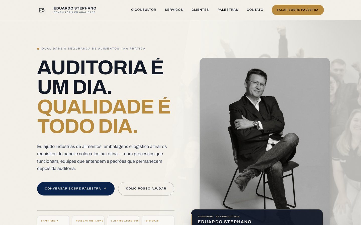 Página inicial do site do consultor Eduardo Stephano
