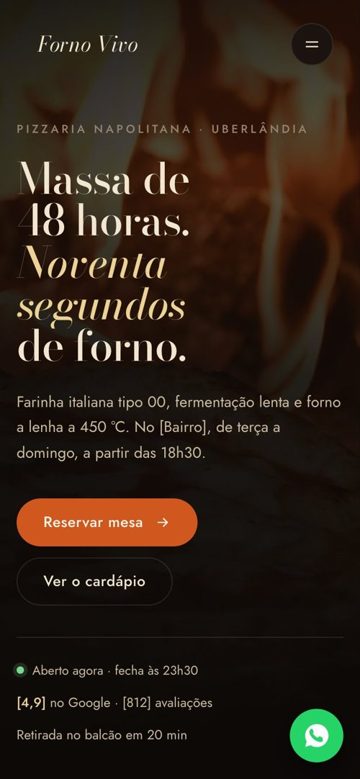 O mesmo site no celular